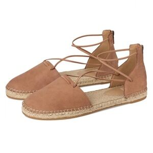 NWOB Eileen Fisher Lace Nubuck Leather Lace-up Espadrille Sandals Honey Sz 7.5